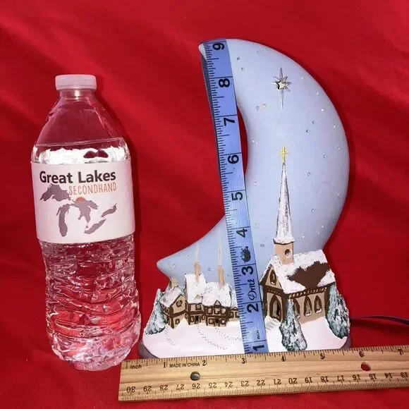 Gare Ceramic Silent Night Moon Scenic Christmas Winter‎ Snow Church  W/ Light #3 - Picture 2 of 16